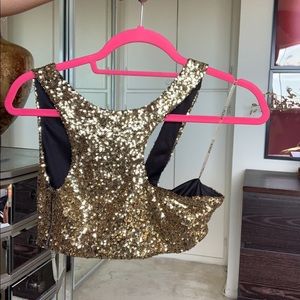 Brand new gold sequin crop top